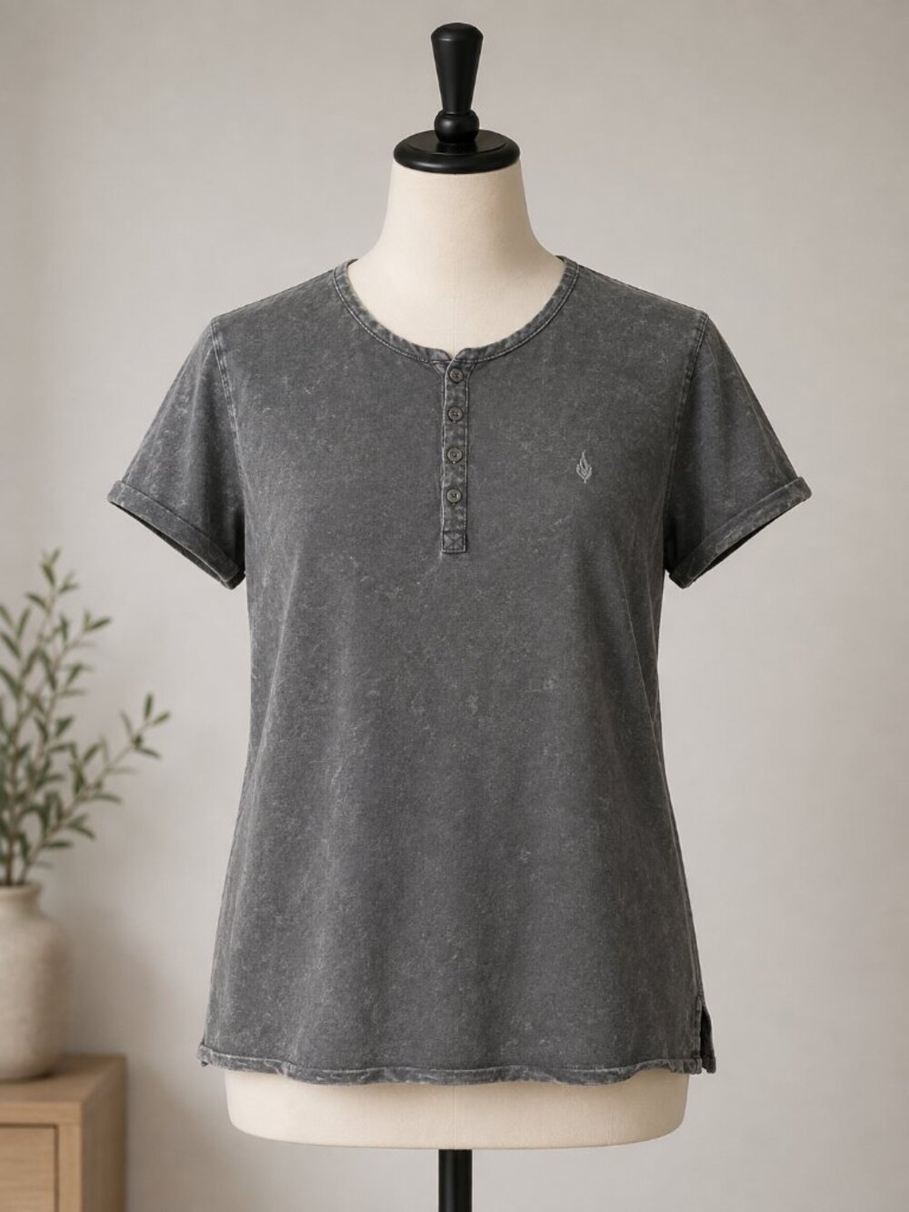John Varvatos Grey Acid Wash Henley